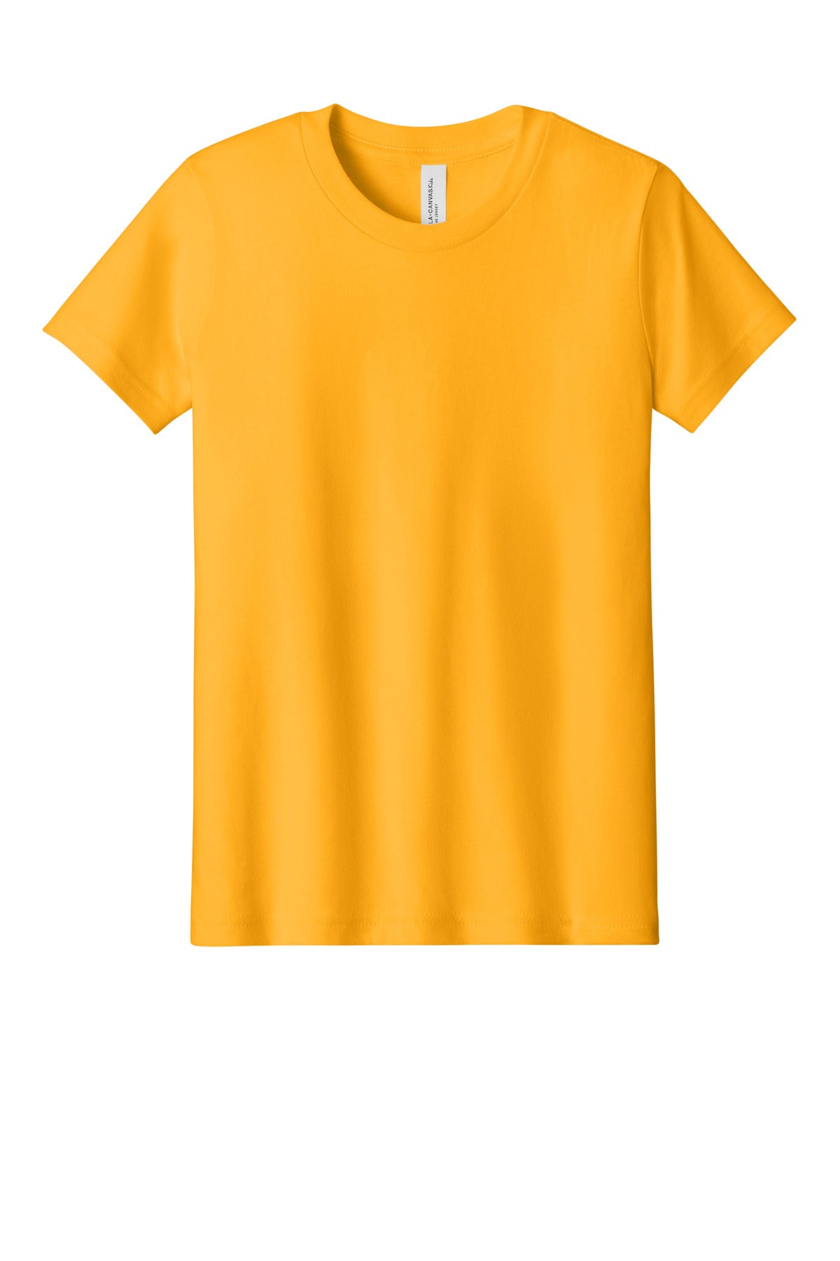Front View of Gold BELLA+CANVAS Youth Jersey Short Sleeve Tee. BC3001Y