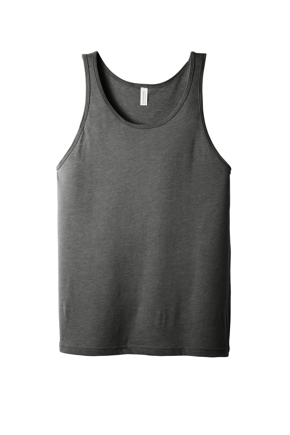 Front View of Grey TB BELLA+CANVAS Unisex Jersey Tank. BC3480