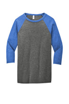 Front View of Grey/TruRoy TB BELLA+CANVAS Unisex 3/4-Sleeve Baseball Tee. BC3200