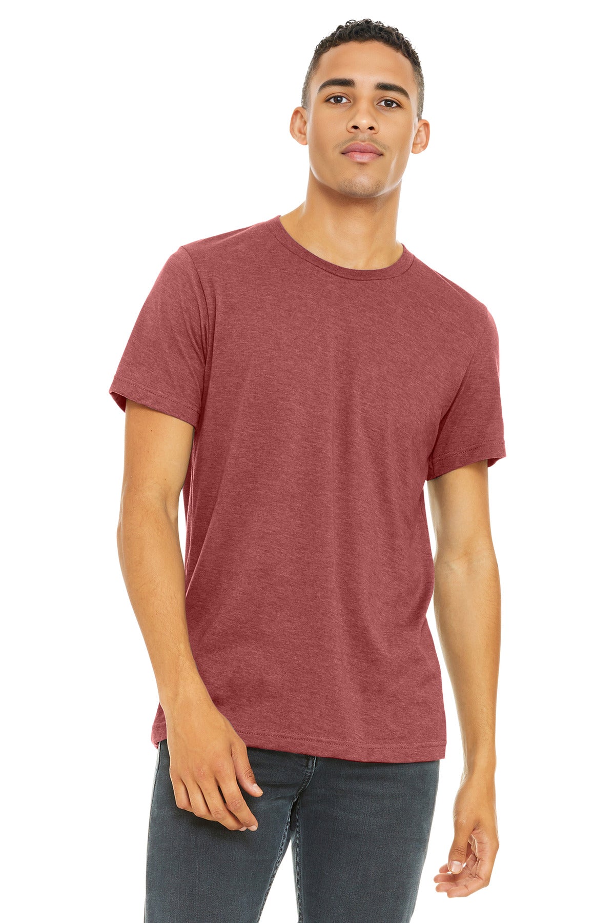 Front View of HCanvasRd BELLA+CANVAS Unisex Heather CVC Short Sleeve Tee. BC3001CVC