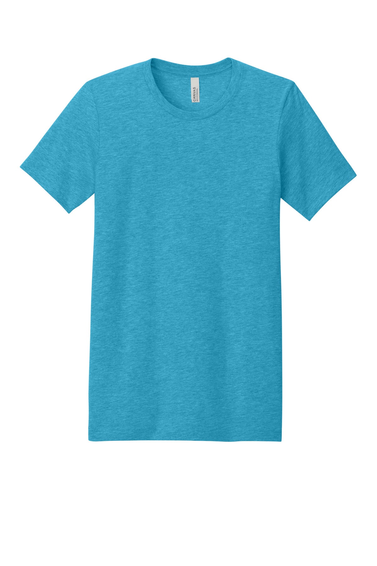 Front View of Ht Aqua BELLA+CANVAS Unisex Heather CVC Short Sleeve Tee. BC3001CVC