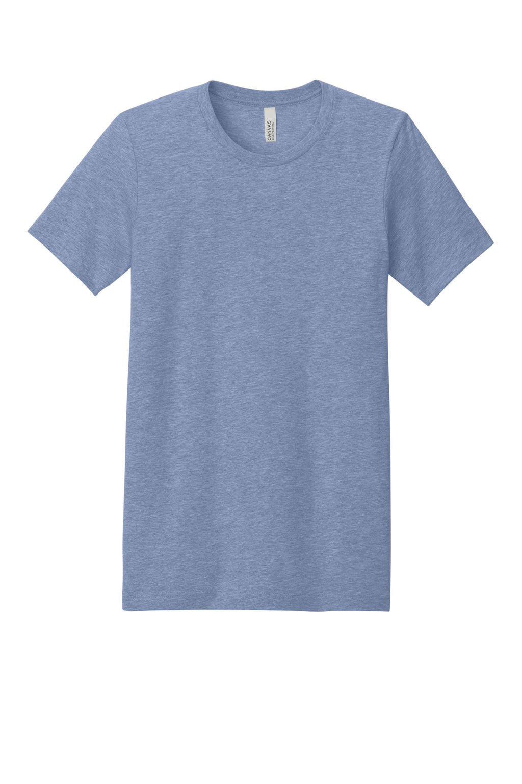 Front View of Ht Blue BELLA+CANVAS Unisex Heather CVC Short Sleeve Tee. BC3001CVC