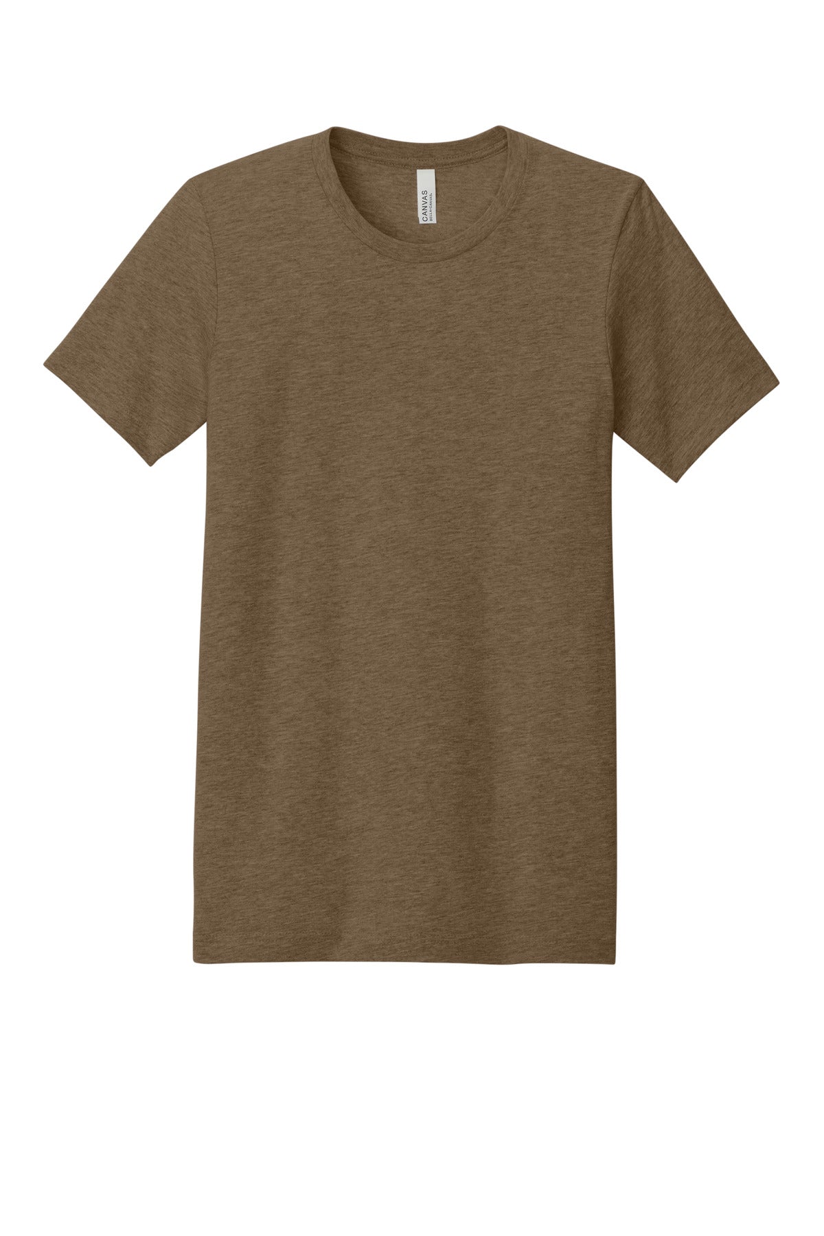 Front View of Ht Brown BELLA+CANVAS Unisex Heather CVC Short Sleeve Tee. BC3001CVC