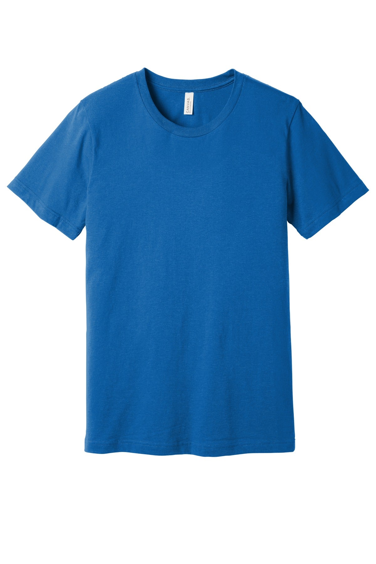 Front View of Ht Columb Blue BELLA+CANVAS Unisex Heather CVC Short Sleeve Tee. BC3001CVC