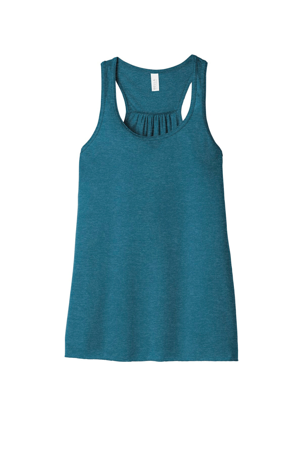 Front View of Ht Deep Teal BELLA+CANVAS Women's Flowy Racerback Tank. BC8800