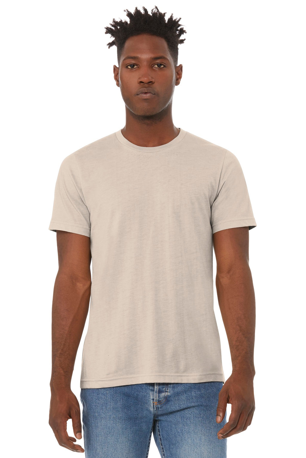 Front View of Ht Dust BELLA+CANVAS Unisex Heather CVC Short Sleeve Tee. BC3001CVC