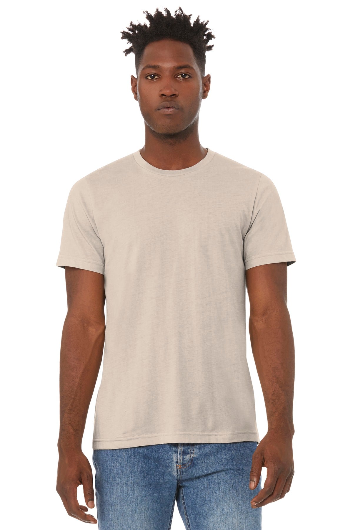 Front View of Ht Dust BELLA+CANVAS Unisex Heather CVC Short Sleeve Tee. BC3001CVC