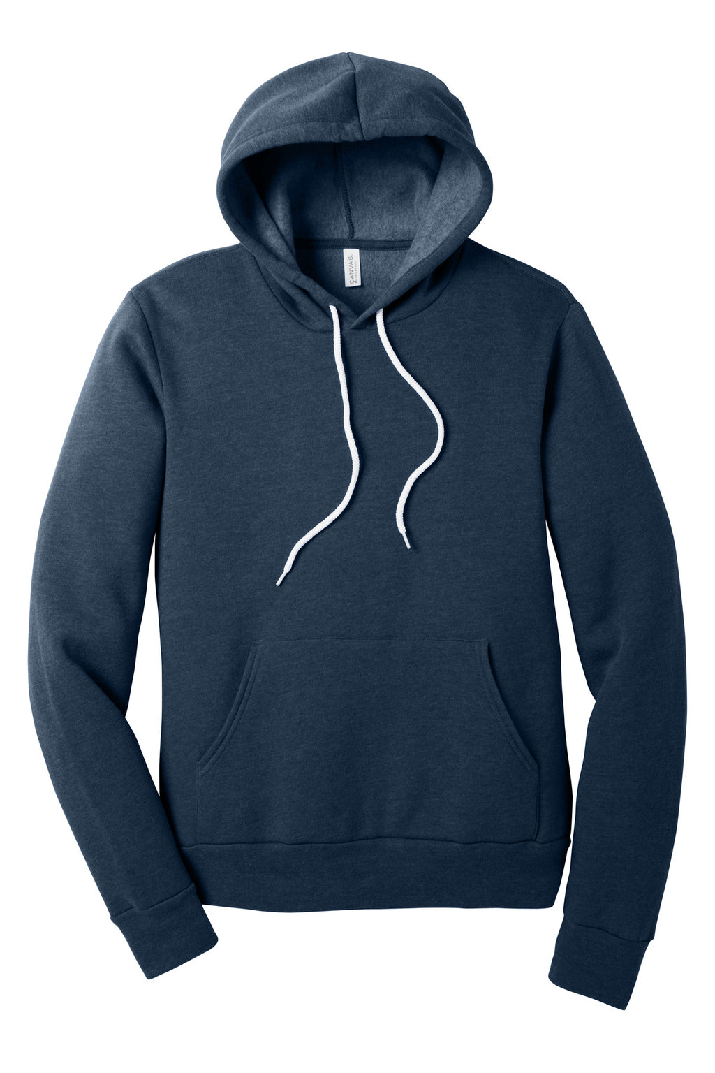 Front View of Ht Navy BELLA+CANVAS Unisex Sponge Fleece Pullover Hoodie. BC3719