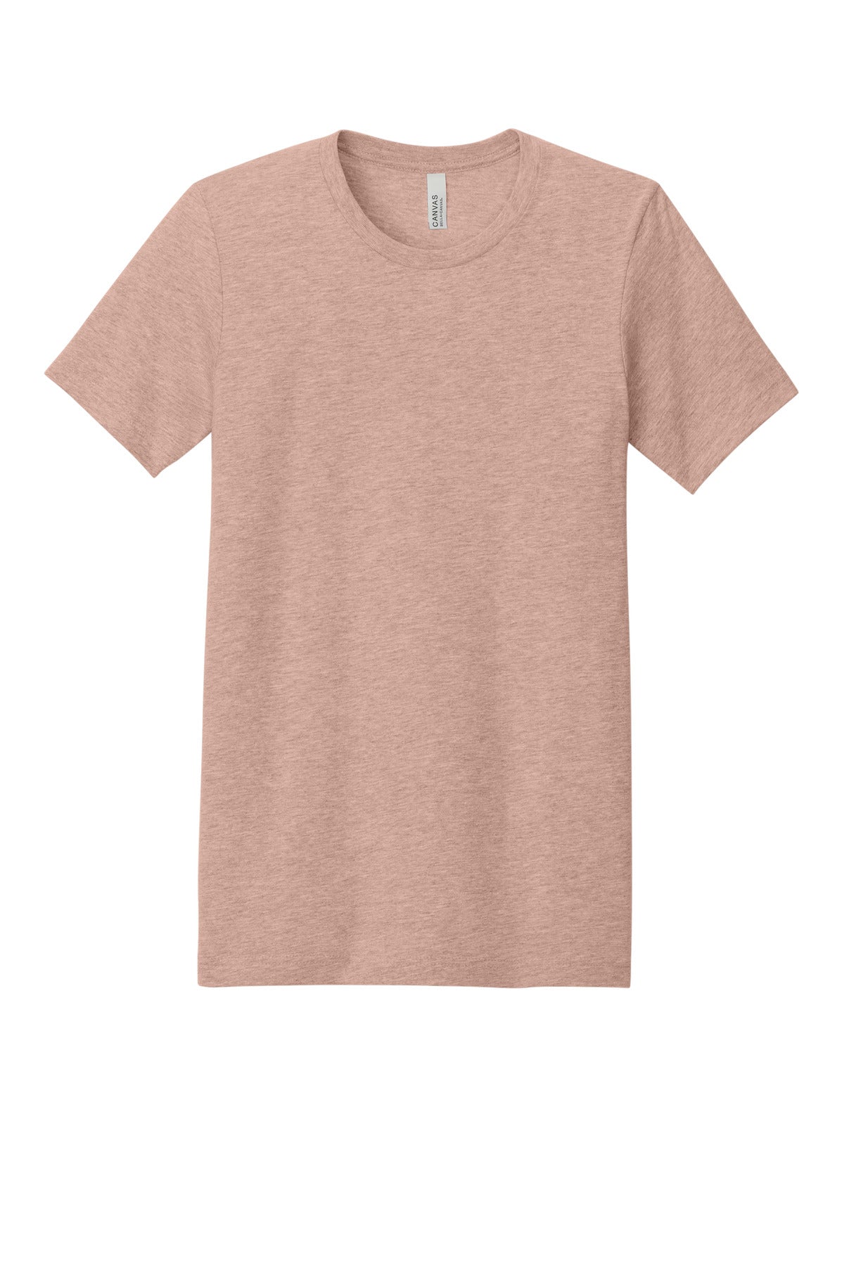 Front View of Ht Peach BELLA+CANVAS Unisex Heather CVC Short Sleeve Tee. BC3001CVC