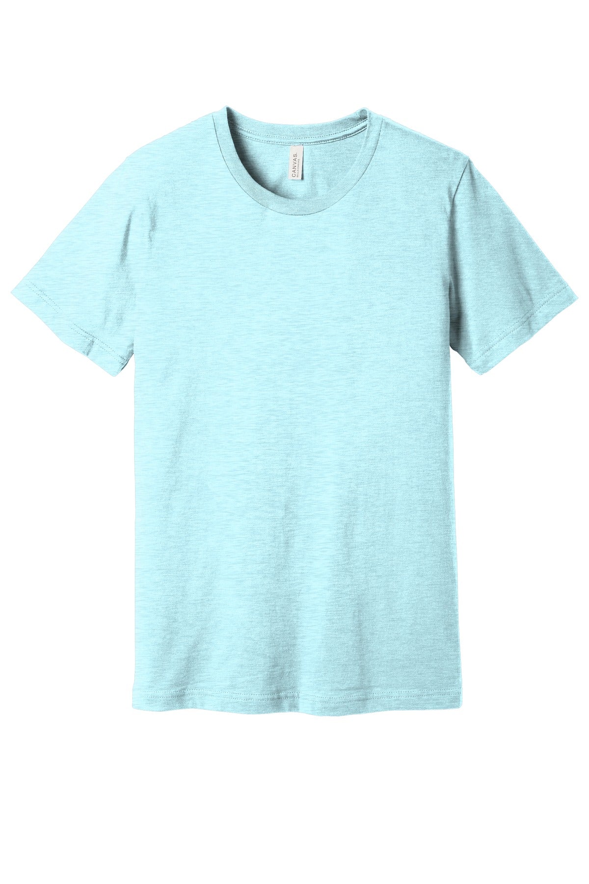 Front View of Ht Prm Ice Blu BELLA+CANVAS Unisex Heather CVC Short Sleeve Tee. BC3001CVC
