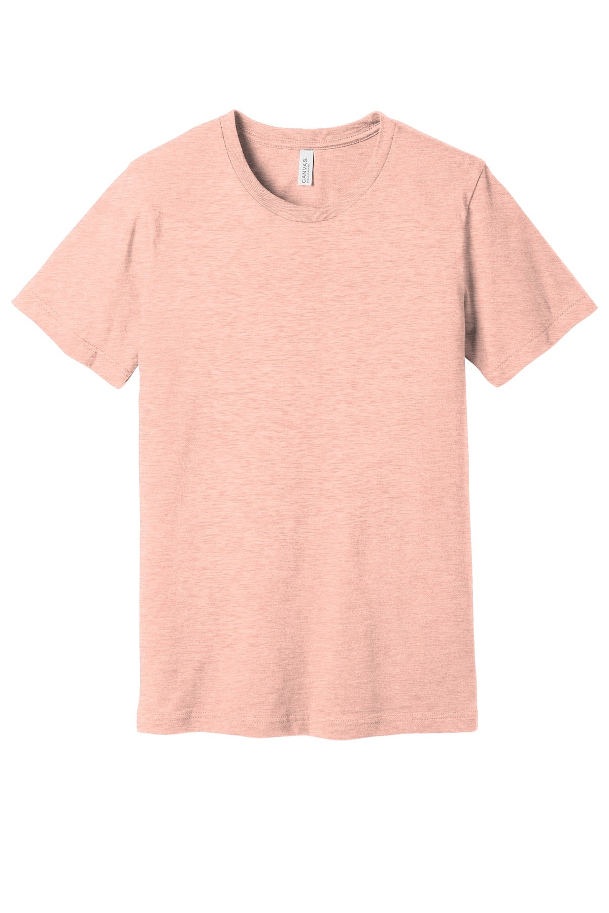 Front View of Ht Prm Peach BELLA+CANVAS Unisex Heather CVC Short Sleeve Tee. BC3001CVC