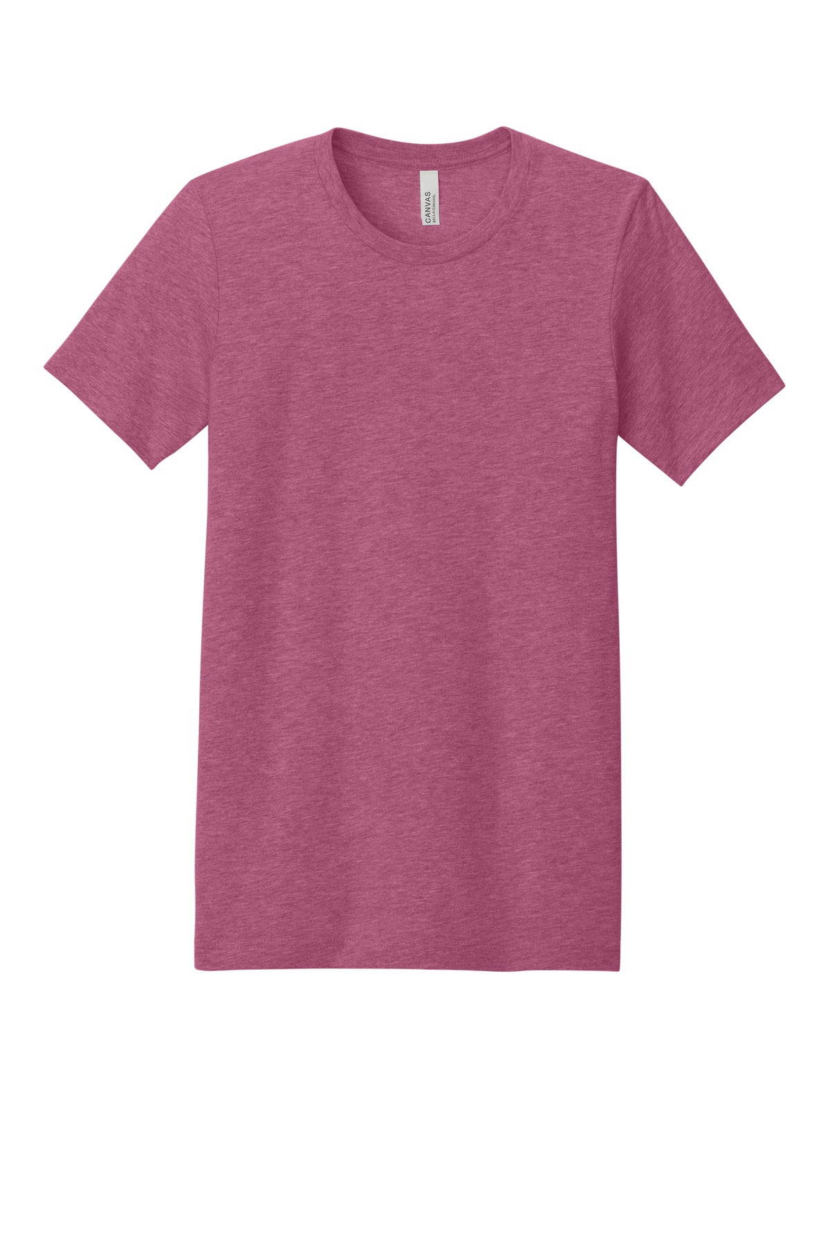 Front View of Ht Raspberry BELLA+CANVAS Unisex Heather CVC Short Sleeve Tee. BC3001CVC