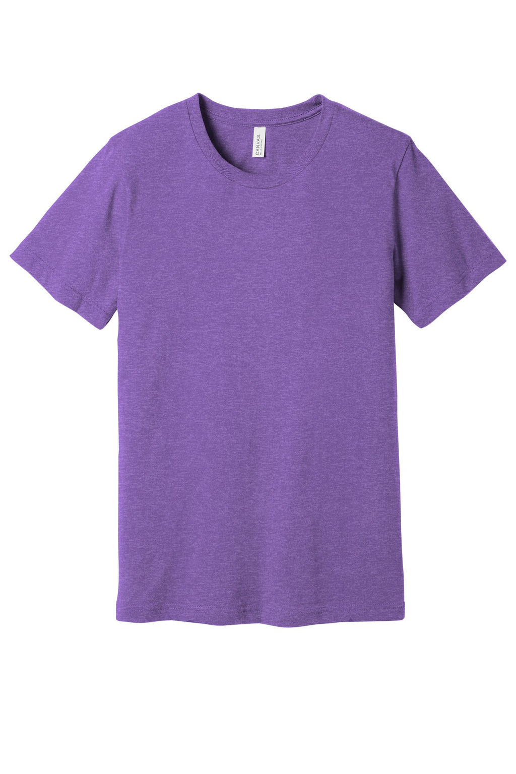 Front View of Ht Team Purple BELLA+CANVAS Unisex Heather CVC Short Sleeve Tee. BC3001CVC