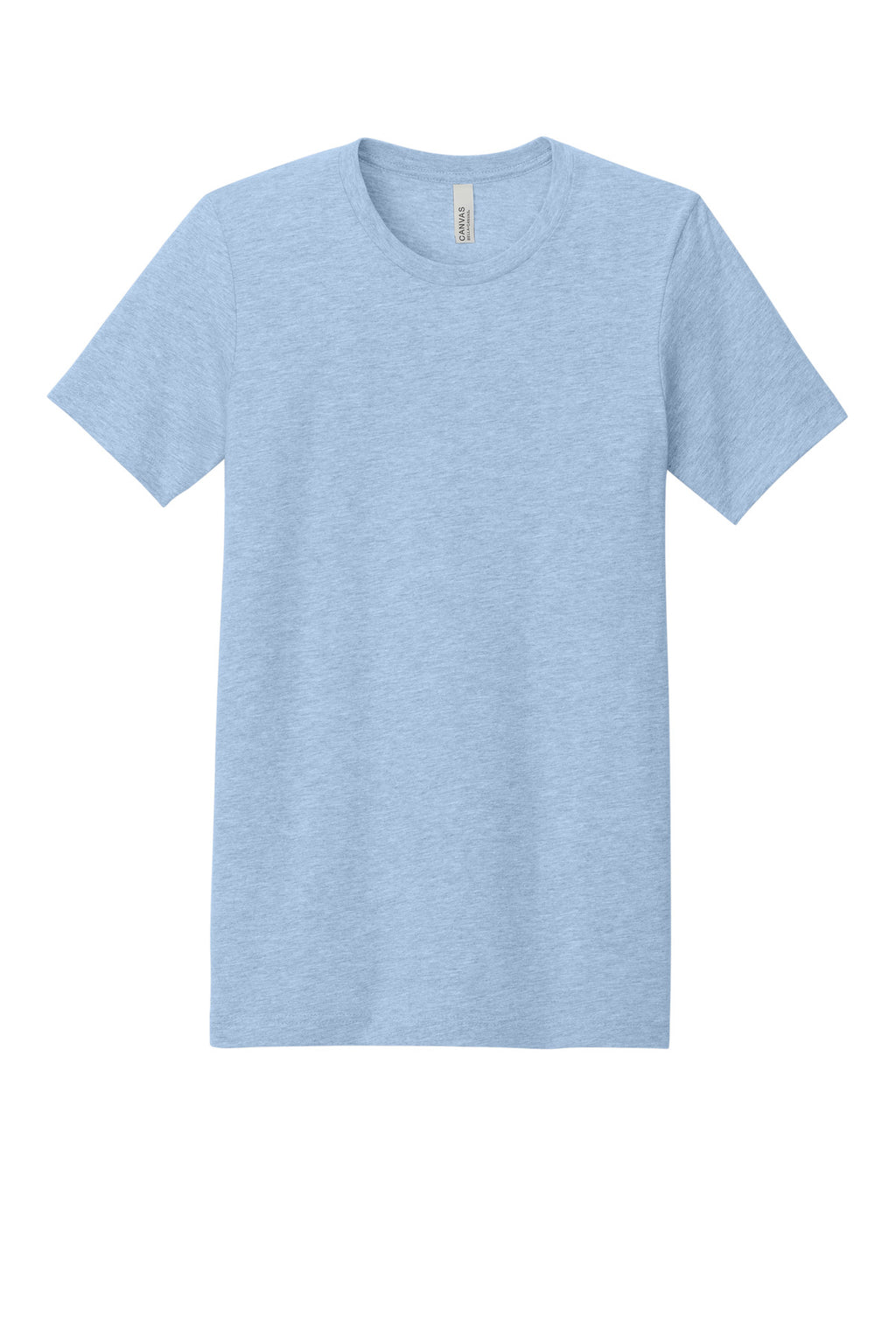 Front View of HtBabyBlue BELLA+CANVAS Unisex Heather CVC Short Sleeve Tee. BC3001CVC