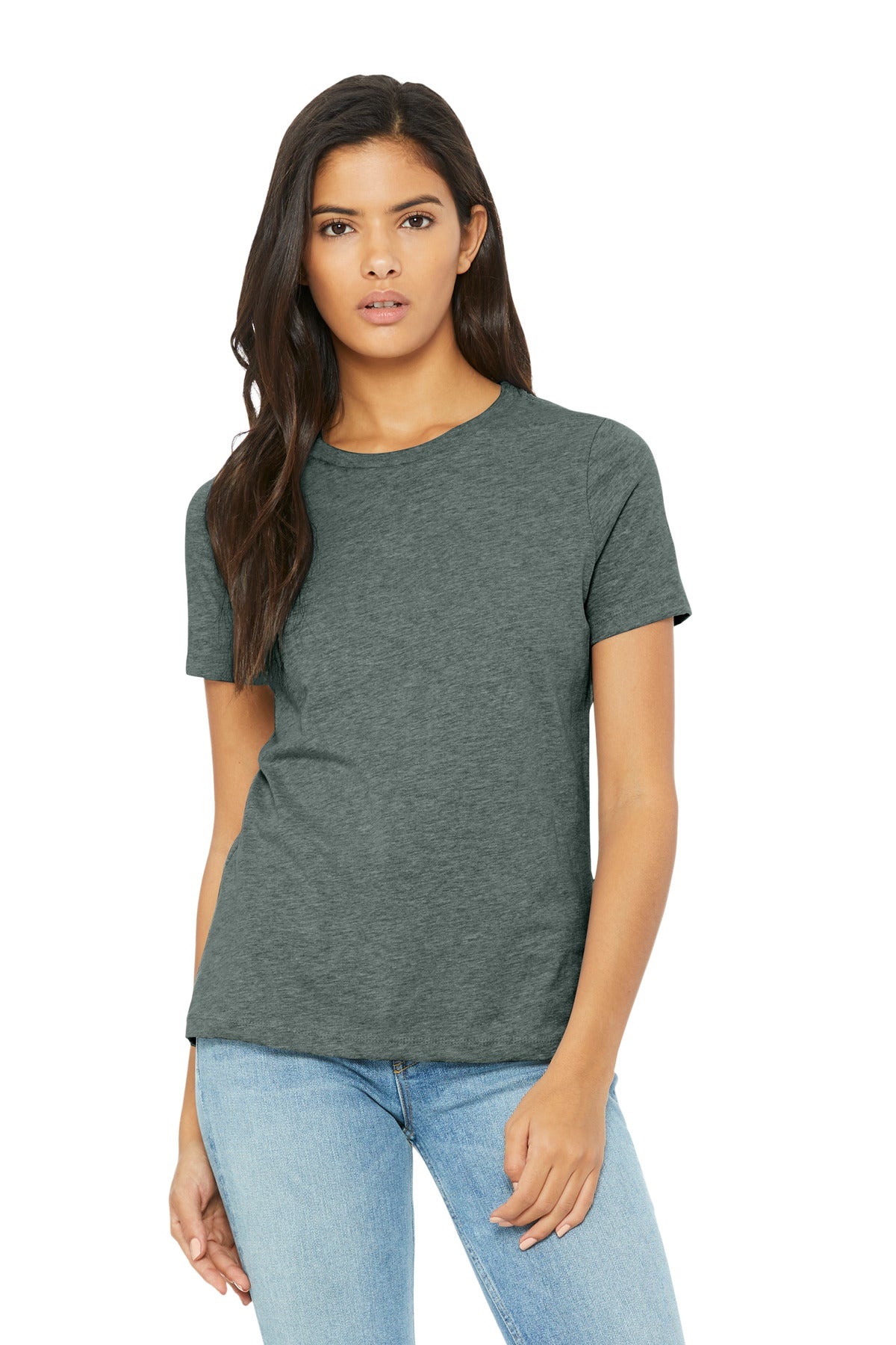 Front View of HtBluStorm BELLA+CANVAS Women's Relaxed CVC Tee BC6400CVC