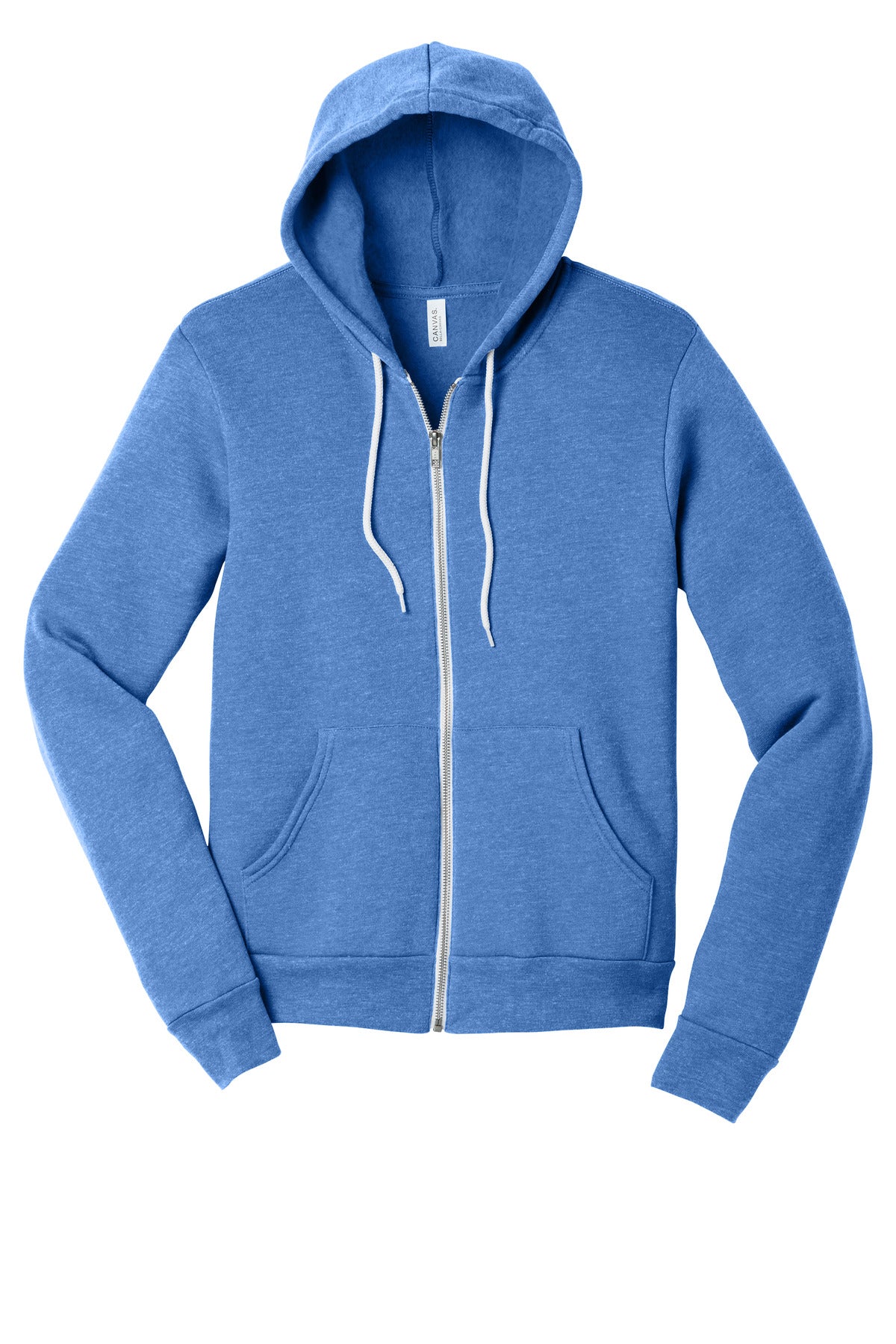 Front View of HtClmbBl BELLA+CANVAS Unisex Sponge Fleece Full-Zip Hoodie. BC3739