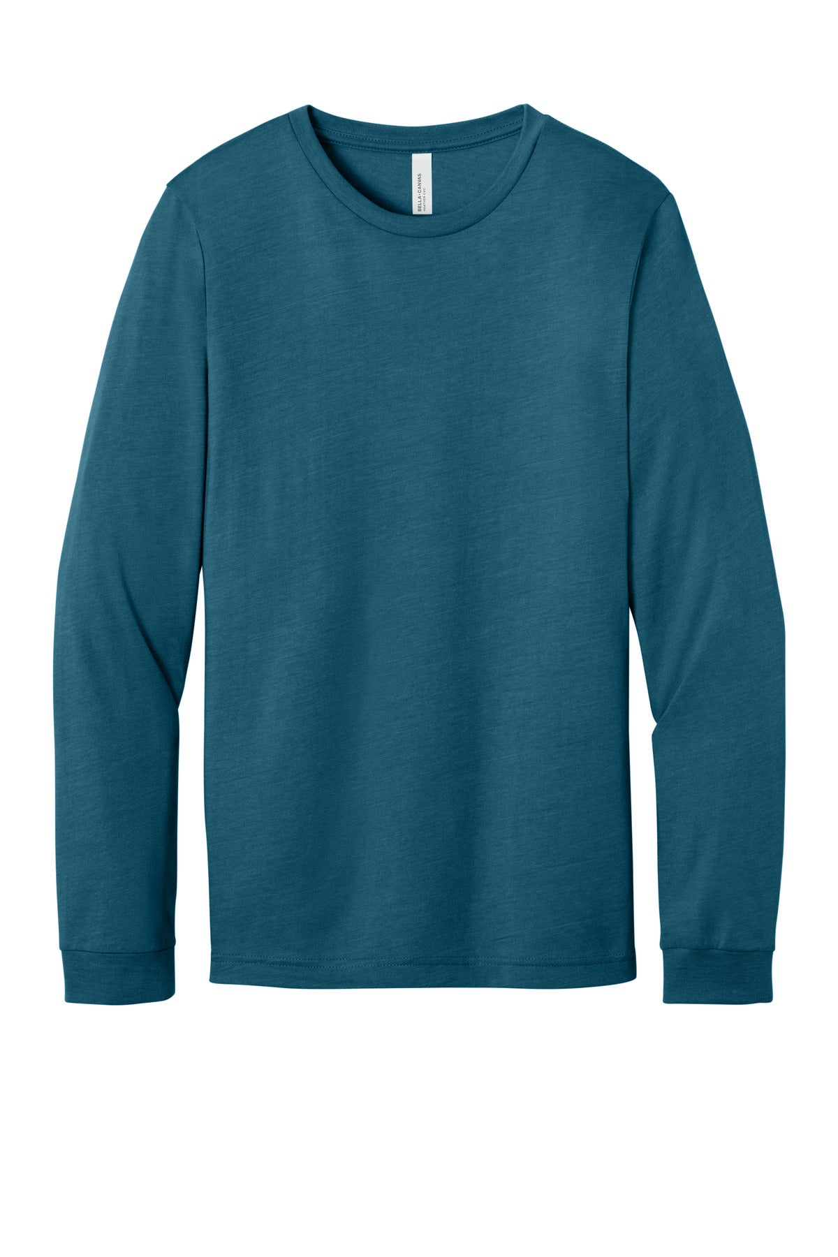 Front View of HtDpTeal BELLA+CANVAS Unisex Heather CVC Long Sleeve Tee BC3501CVC