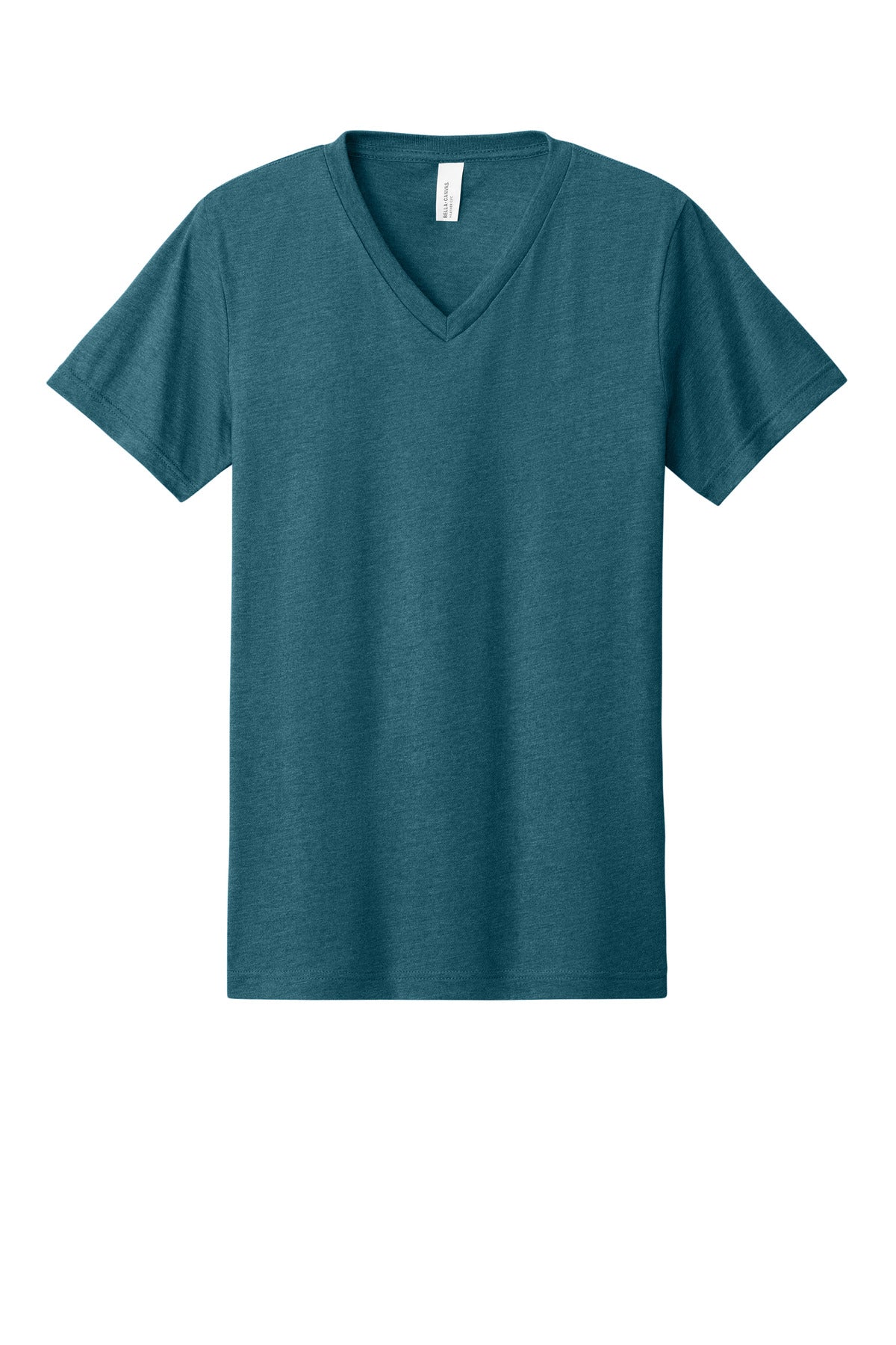 Front View of HtDpTeal BELLA+CANVAS Unisex Heather CVC V-Neck Tee BC3005CVC