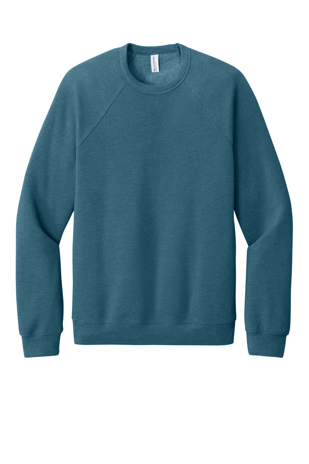 Front View of HtDpTeal BELLA+CANVAS Unisex Sponge Fleece Raglan Sweatshirt. BC3901