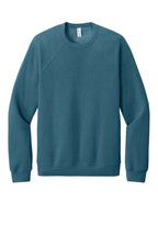Front View of HtDpTeal BELLA+CANVAS Unisex Sponge Fleece Raglan Sweatshirt. BC3901