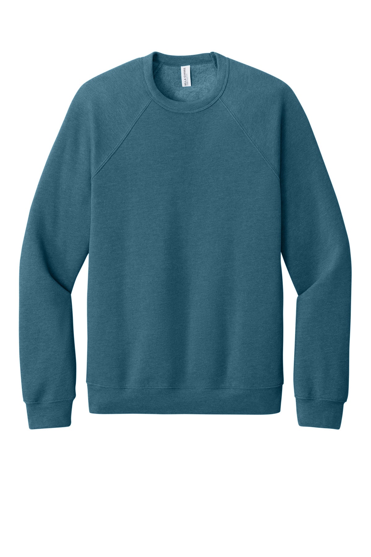 Front View of HtDpTeal BELLA+CANVAS Unisex Sponge Fleece Raglan Sweatshirt. BC3901