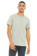 Front View of HthrCement BELLA+CANVAS Unisex Heather CVC Short Sleeve Tee. BC3001CVC