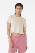 Front View of HthrDust BELLA+CANVAS Women's Flowy Cropped Tee BC8882