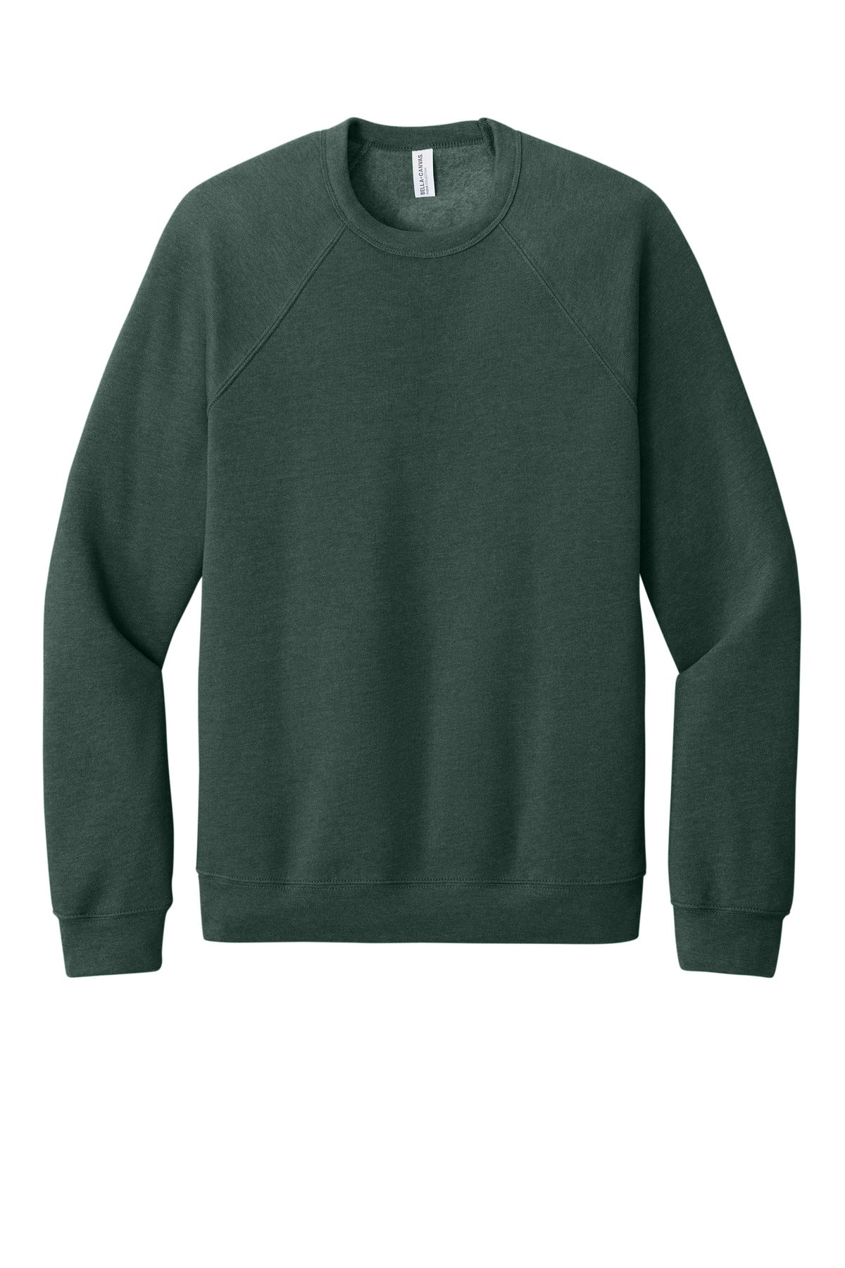 Front View of HthrForest BELLA+CANVAS Unisex Sponge Fleece Raglan Sweatshirt. BC3901