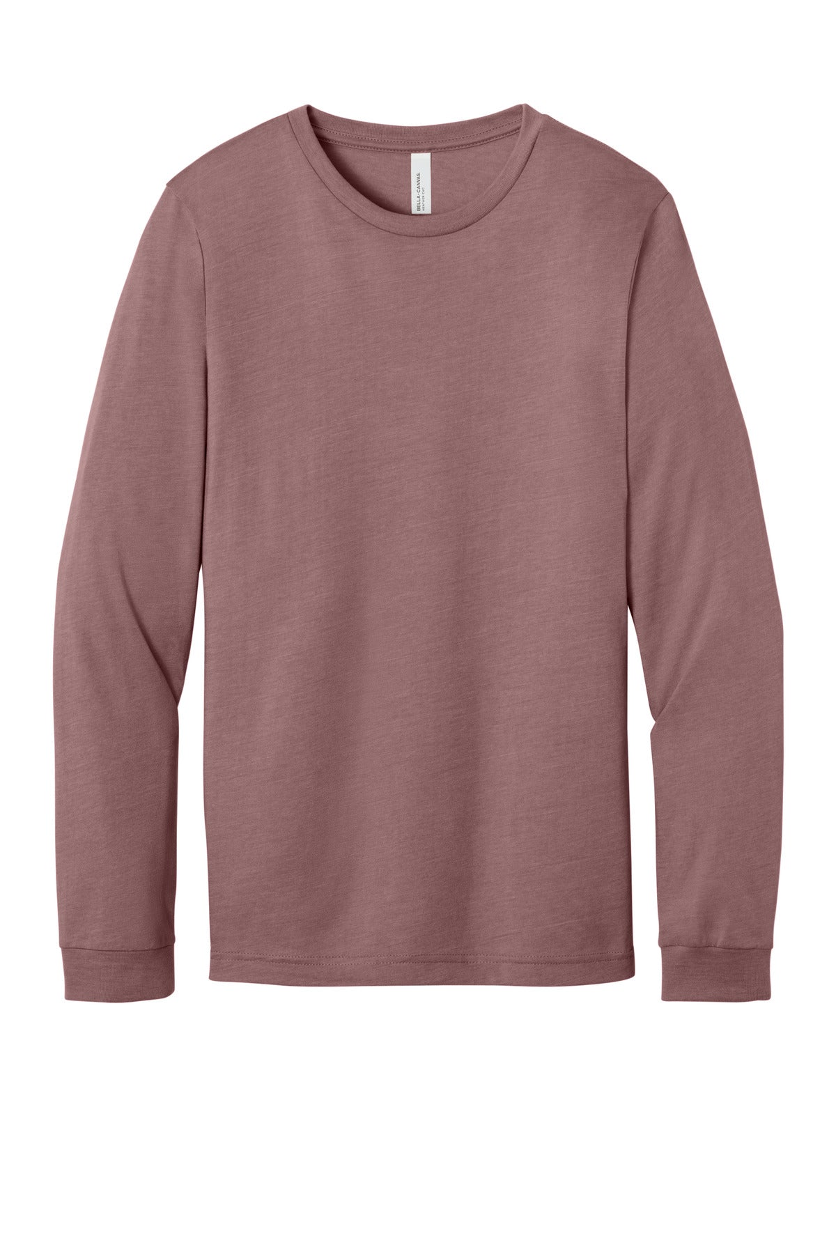 Front View of HthrMauve BELLA+CANVAS Unisex Heather CVC Long Sleeve Tee BC3501CVC