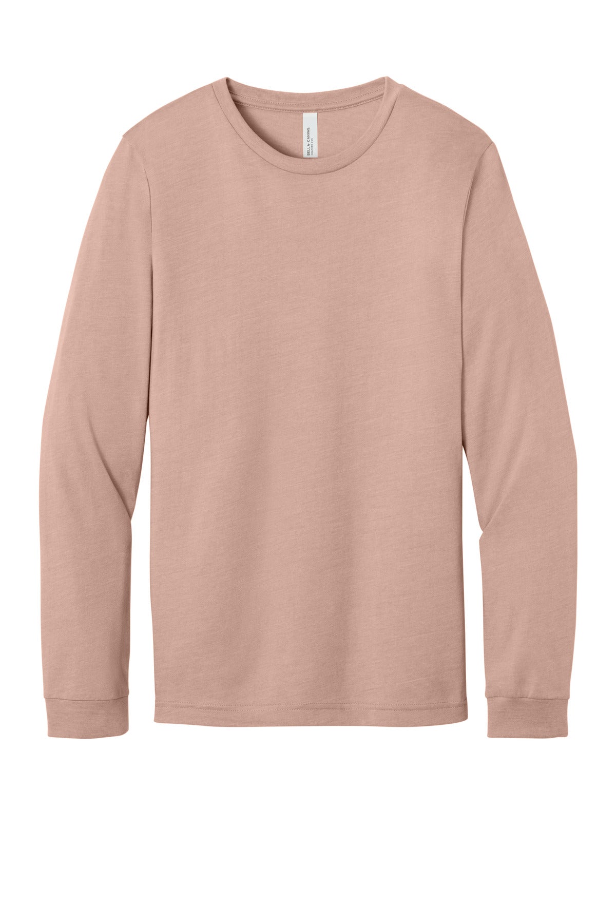 Front View of HthrPeach BELLA+CANVAS Unisex Heather CVC Long Sleeve Tee BC3501CVC