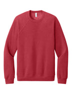 Front View of HthrRed BELLA+CANVAS Unisex Sponge Fleece Raglan Sweatshirt. BC3901