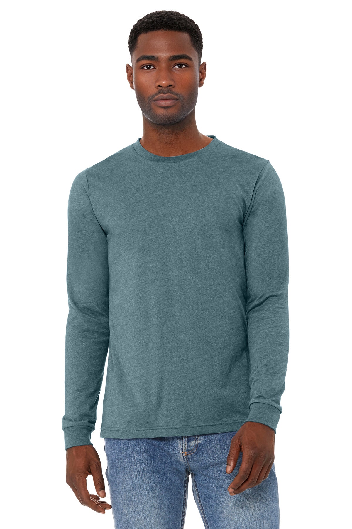 Front View of HthrSlate BELLA+CANVAS Unisex Heather CVC Long Sleeve Tee BC3501CVC