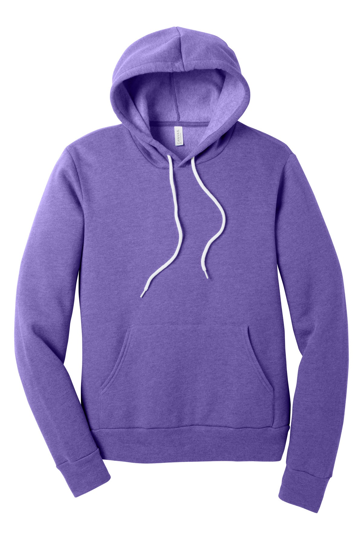 Front View of HthrTmPrpl BELLA+CANVAS Unisex Sponge Fleece Pullover Hoodie. BC3719