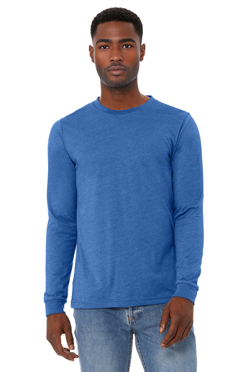 Front View of HthrTRRoy BELLA+CANVAS Unisex Heather CVC Long Sleeve Tee BC3501CVC