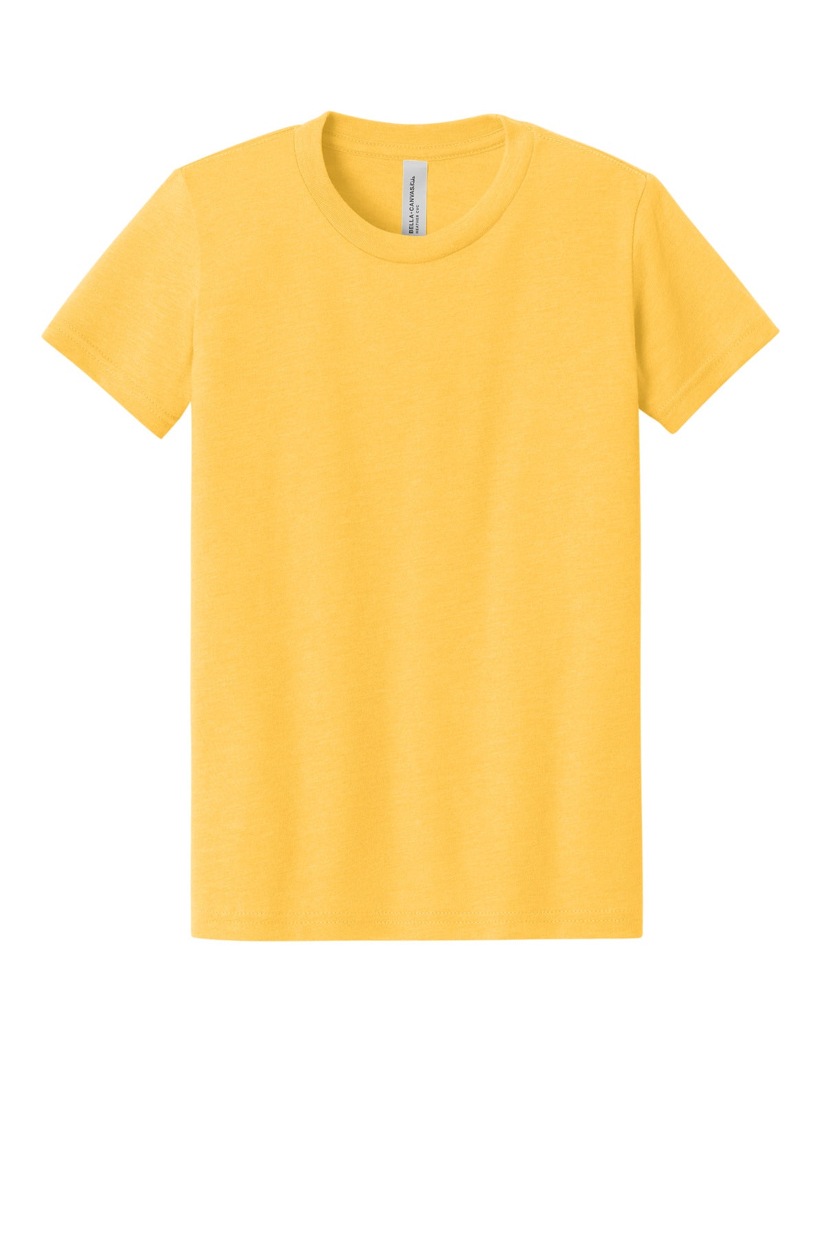 Front View of HthYlwGold BELLA+CANVAS Youth Heather CVC Tee BC3001YCVC