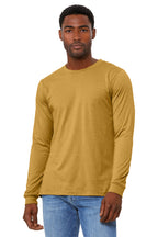 Front View of HtMustard BELLA+CANVAS Unisex Heather CVC Long Sleeve Tee BC3501CVC