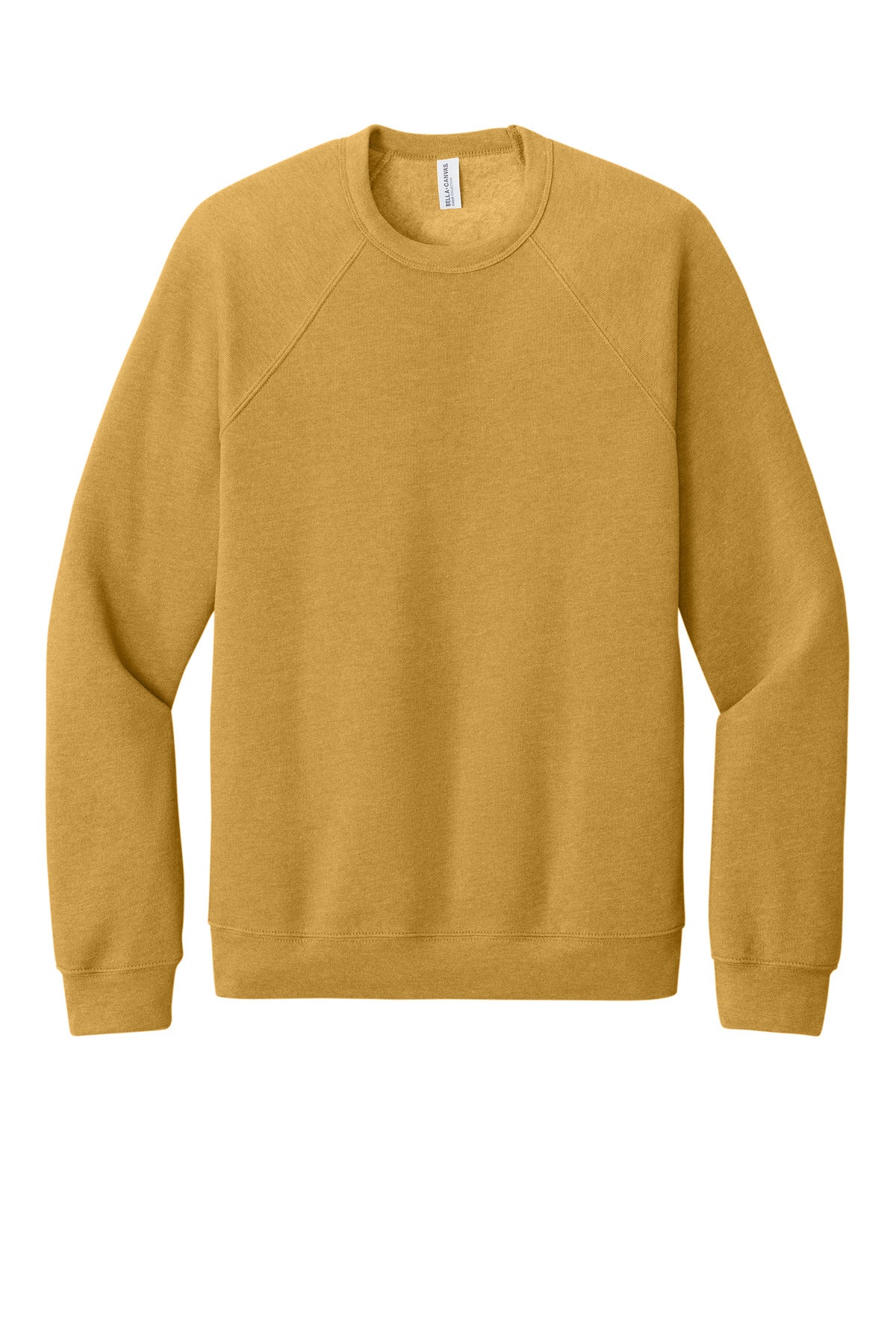 Front View of HtMustard BELLA+CANVAS Unisex Sponge Fleece Raglan Sweatshirt. BC3901