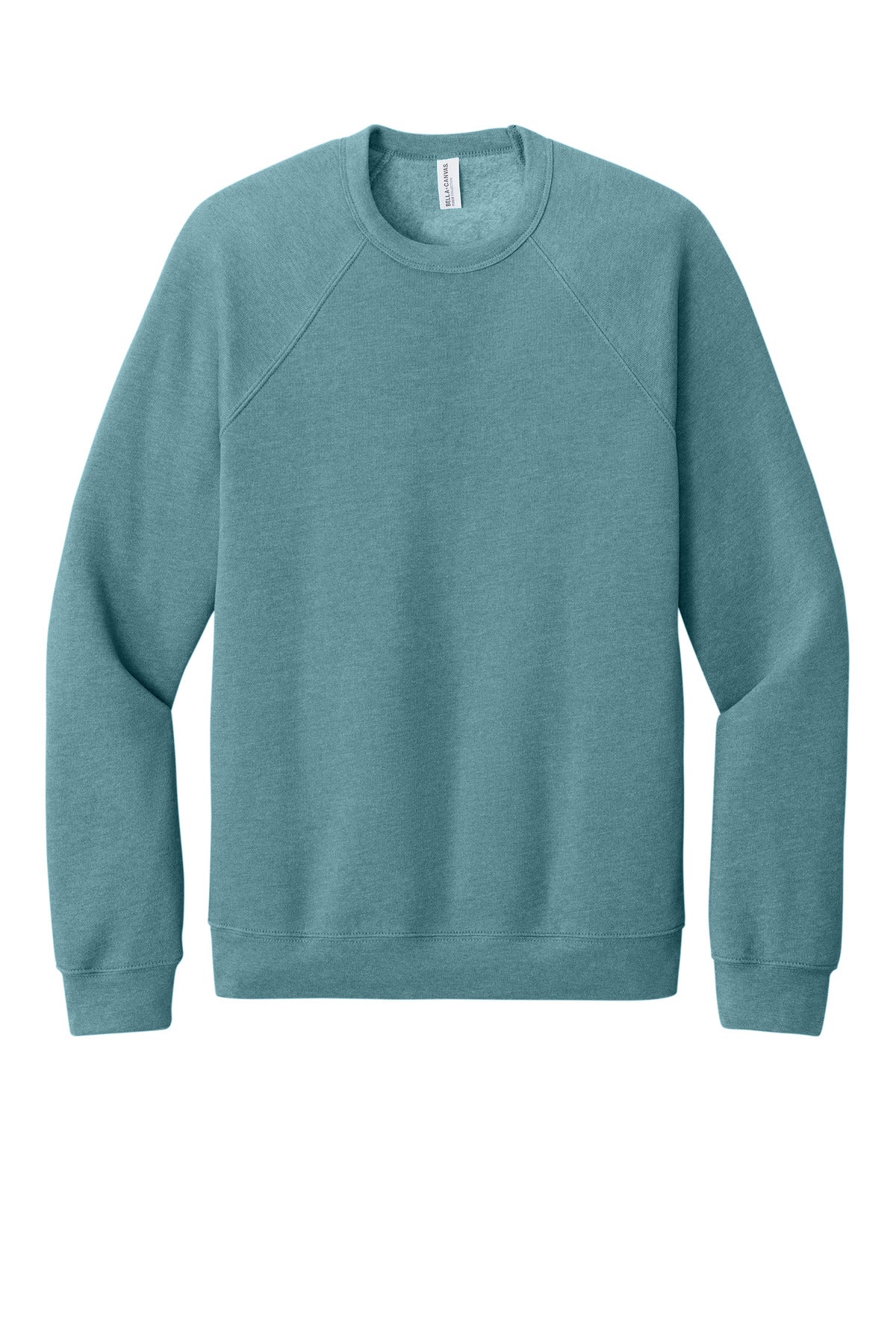 Front View of HtrBluLagn BELLA+CANVAS Unisex Sponge Fleece Raglan Sweatshirt. BC3901