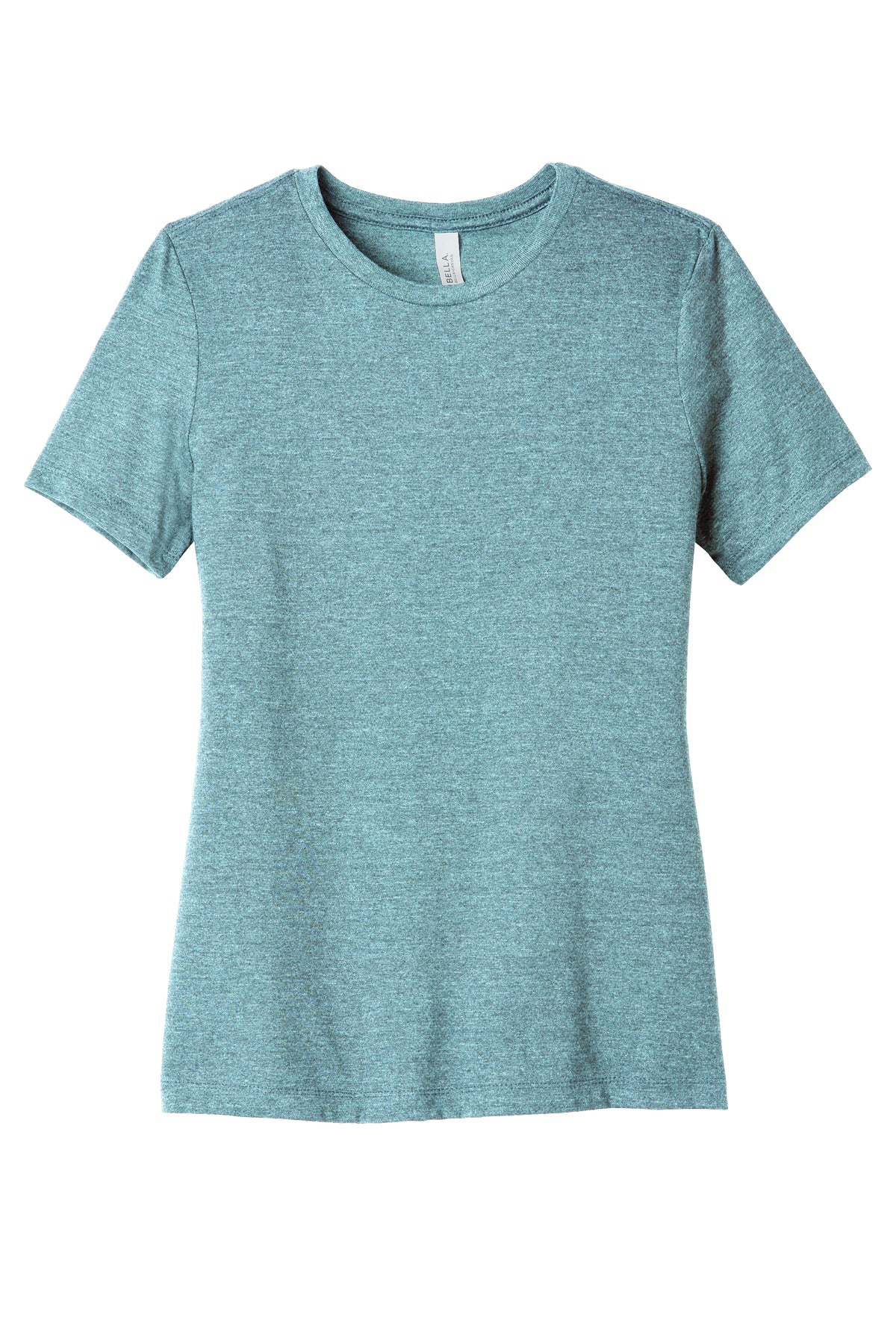 Front View of HtrBluLagn BELLA+CANVAS Women's Relaxed CVC Tee BC6400CVC
