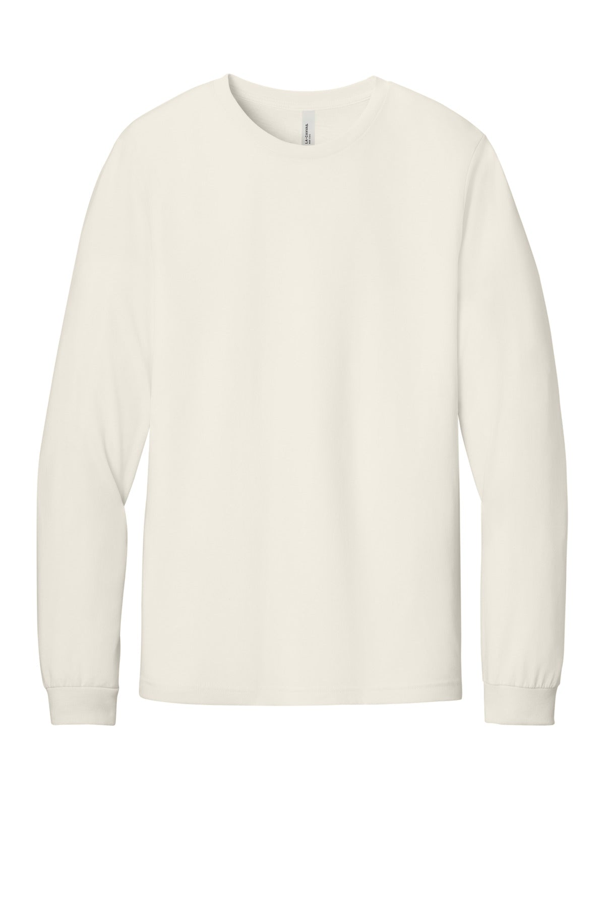 Front View of HtrNatural BELLA+CANVAS Unisex Heather CVC Long Sleeve Tee BC3501CVC