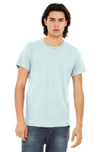 Front View of Ice Blue TB BELLA+CANVAS Unisex Triblend Short Sleeve Tee. BC3413