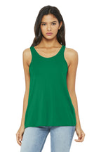 Front View of Kelly BELLA+CANVAS Women's Flowy Racerback Tank. BC8800
