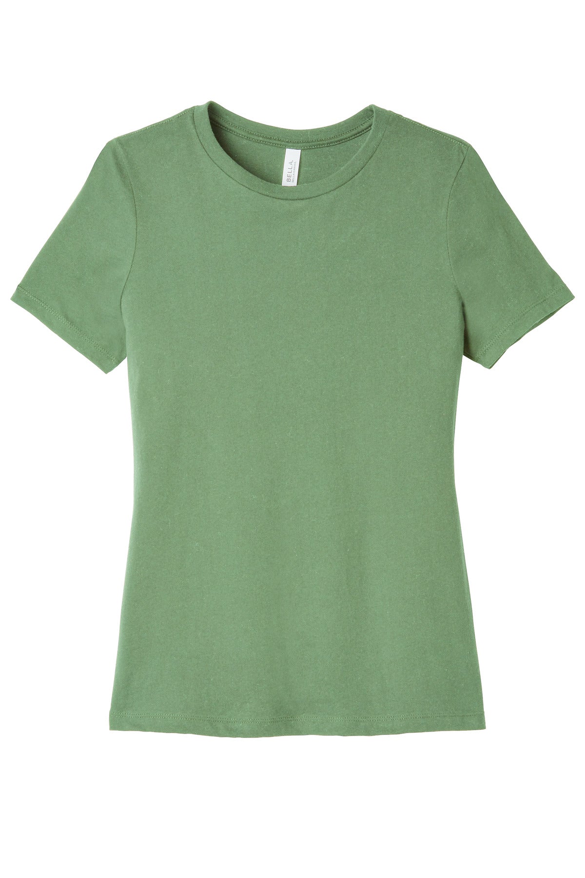 Front View of Leaf BELLA+CANVAS Women's Relaxed Jersey Short Sleeve Tee. BC6400