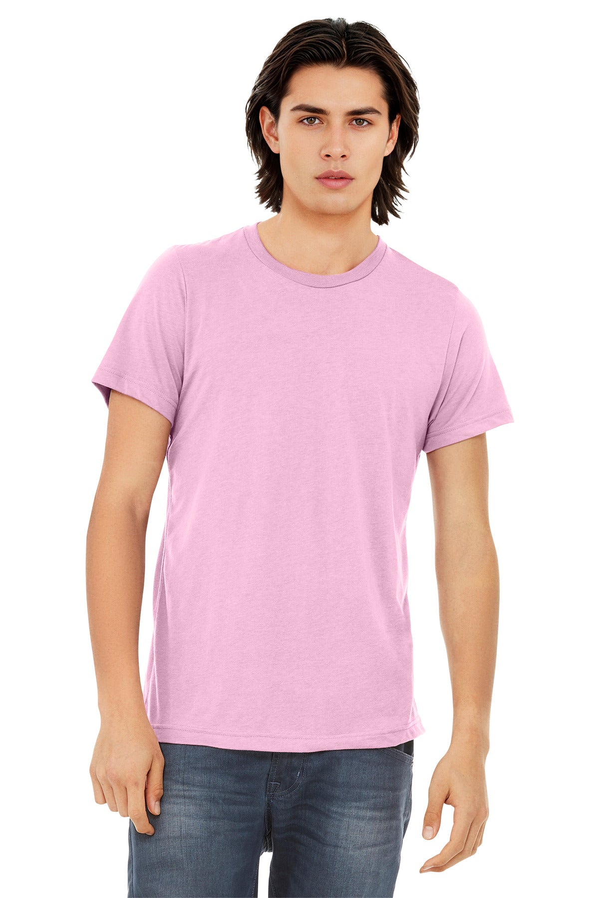 Front View of Lilac TB BELLA+CANVAS Unisex Triblend Short Sleeve Tee. BC3413