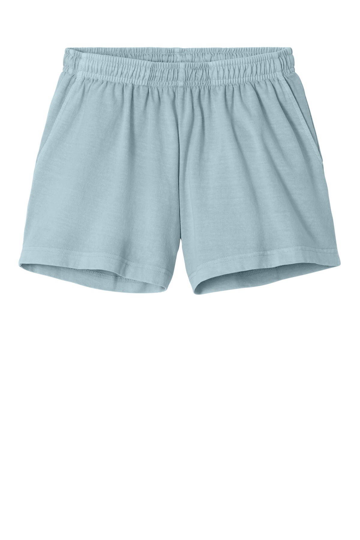 Front View of LtWsdDenim BELLA+CANVAS Women's Heavyweight Garment-Dyed Short BC6824GD