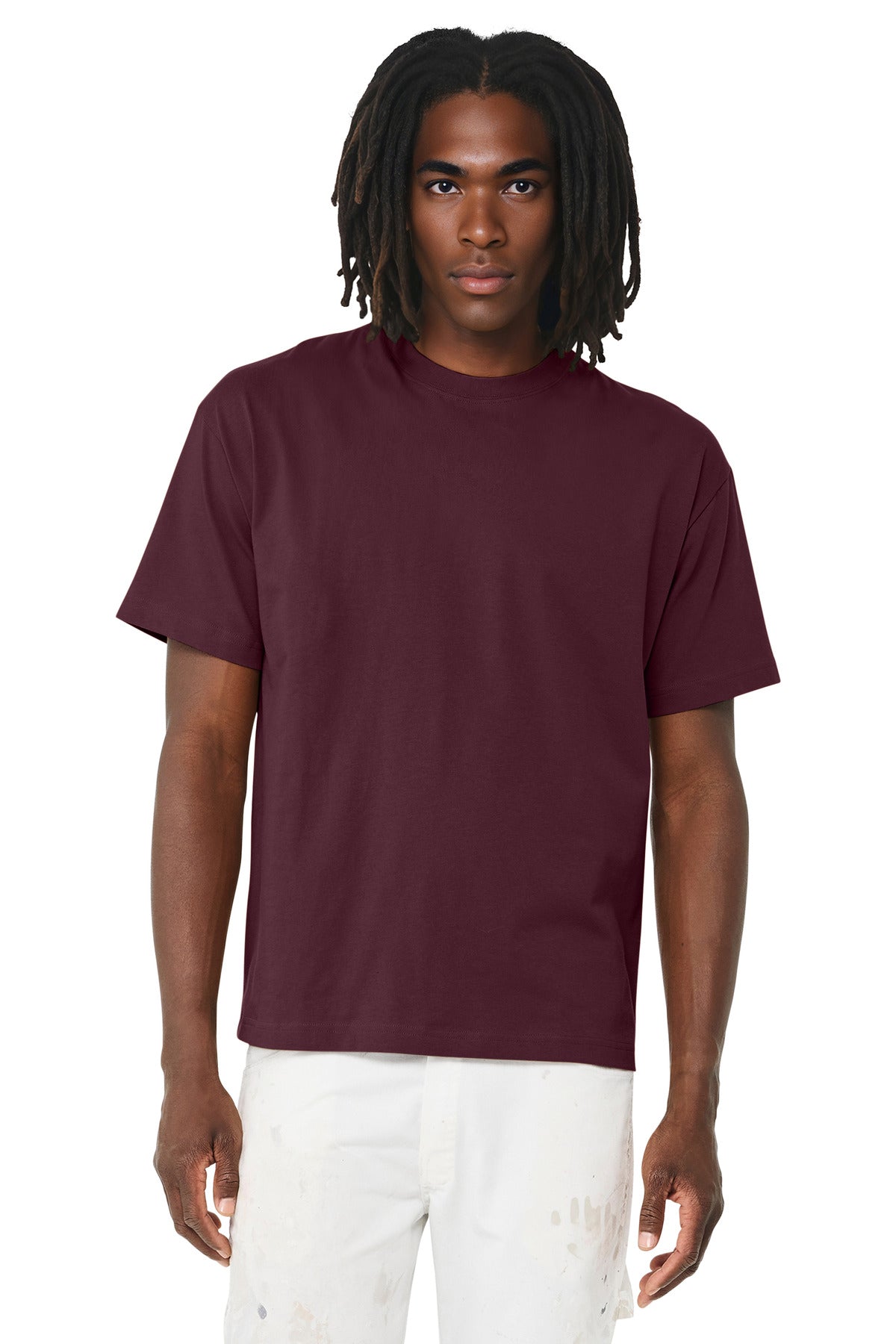 Front View of Maroon BELLA+CANVAS Unisex 6-Ounce Heavyweight Tee BC3010