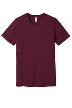 Front View of Maroon BELLA+CANVAS Unisex Jersey Short Sleeve Tee. BC3001