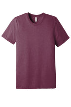 Front View of Maroon TB BELLA+CANVAS Unisex Triblend Short Sleeve Tee. BC3413