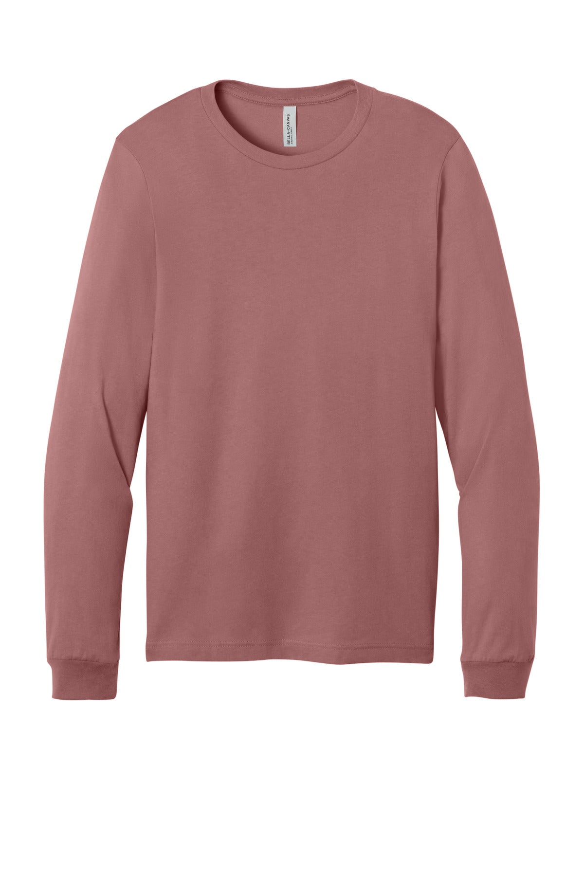 Front View of Mauve BELLA+CANVAS Unisex Jersey Long Sleeve Tee. BC3501