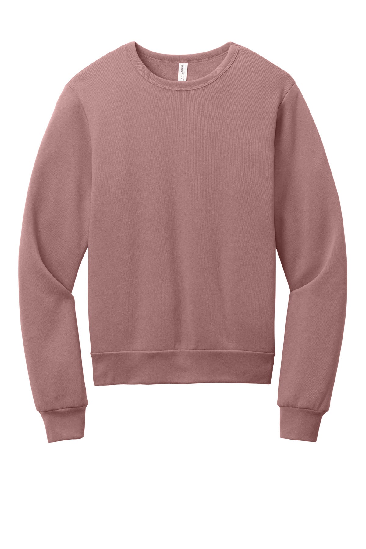 Front View of Mauve BELLA+CANVAS Unisex Sponge Fleece Classic Crewneck Sweatshirt BC3911
